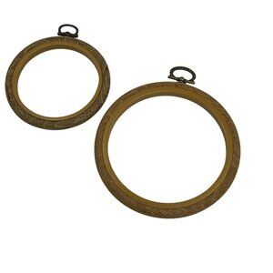 Vintage Flexi Hoop Frame Embroidery Needlework Wood Grain W Metal Clasps